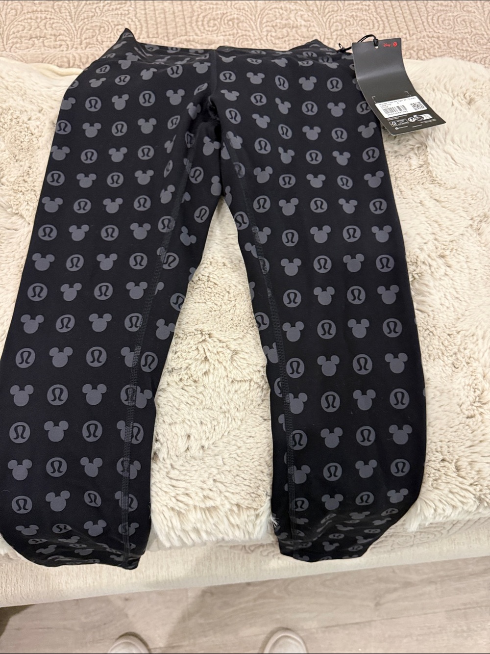 lululemon athletica Black Leggings with Gray Mickey Pattern